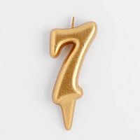 Свеча для торта цифра "7" Золотая h5,3 см