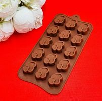 Форма для шоколада Сердце двойное 15в1, силикон 10*20см