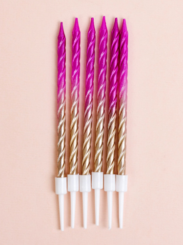 Свеча для торта спираль градиент розовый, 6шт фото 2