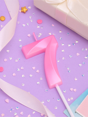 Свеча на шпажке «Грань», цифра "7", 5 см, розовая фото 2 Свеча на шпажке «Грань», цифра "7", 5 см, розовая фото 2