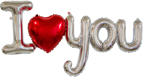 Воздушный шар фольгированный Фигура, Надпись "I love you" с сердцем, Серебро (Воздух!) — купить в нашем магазине для кондитеров в Москве