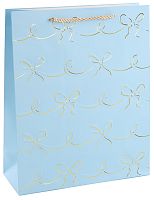 Пакет подарочный, Милые бантики, Голубой, металлик, 41,5*30*12см