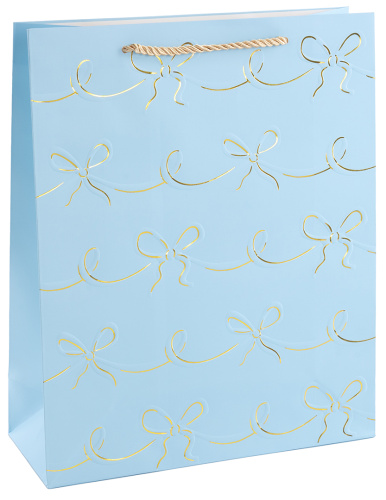 Пакет подарочный, Милые бантики, Голубой, металлик, 32*26*10см Пакет подарочный, Милые бантики, Голубой, металлик, 32*26*10см