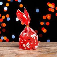 Пакет полиэтиленовый новогодний с ушками Бантики, 13×23 см