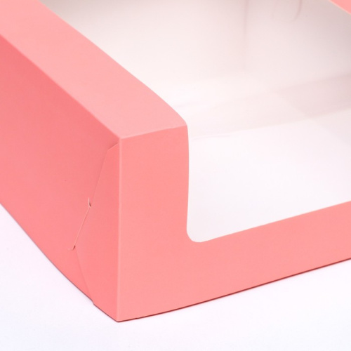 Коробка с окном, розовая, 21×21×10 см фото 3