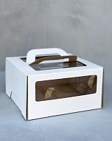 Коробка для торта 26x26x14 cм с ручкой и окном