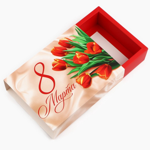 Коробка для подарков 8 Марта Шёлк, 15*15*20 см фото 2