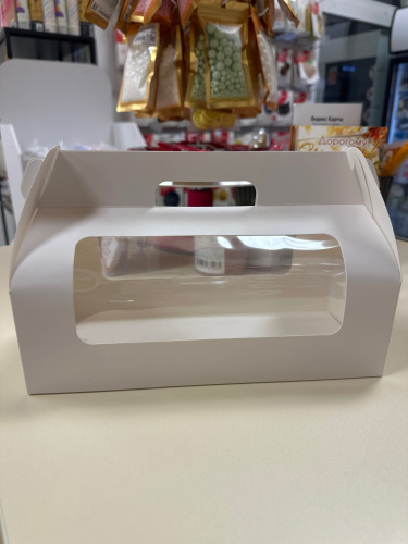 Коробка для рулета 27.5×11×10 см с ручками, белая фото 2 Коробка для рулета 27.5×11×10 см с ручками, белая фото 2