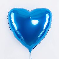 Воздушный шар фольгированный Сердце, Синий, металлик