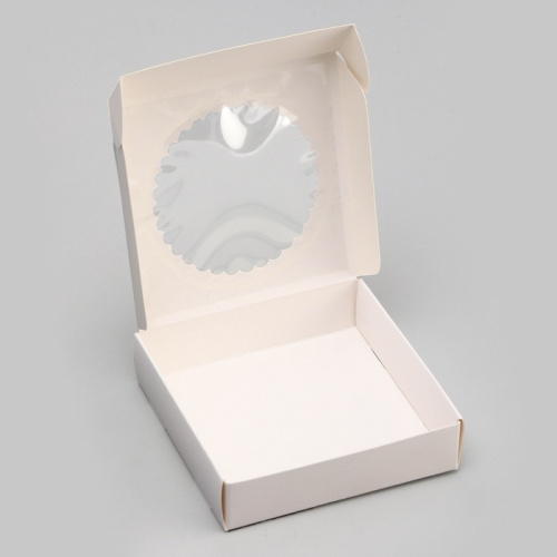 Коробка с окном, белый, 11,5 х 11,5 х 3 см фото 2