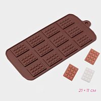 Форма для шоколада Шоколадки 12шт, коричневый силикон