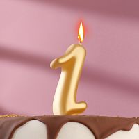 Свеча для торта цифра "1" Золотая h5,3 см