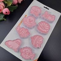 Вырубка штамп Морские жители (ракушка,тюлень..) 8шт, пластик