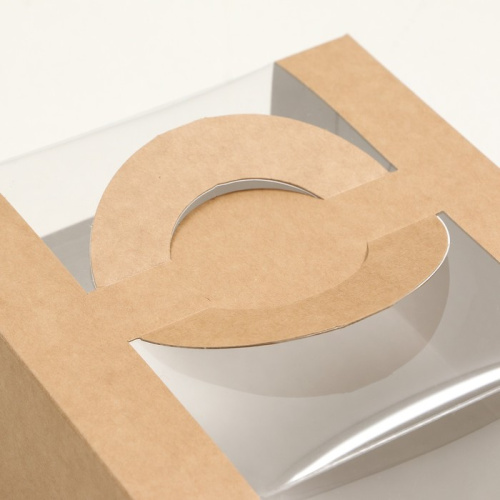 Коробка под бенто-торт с окном, крафт, 14 х 14 х 8 см фото 2 Коробка под бенто-торт с окном, крафт, 14 х 14 х 8 см фото 2