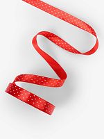 Лента атласная Сердечки, 15 мм, 23±1 м, красная