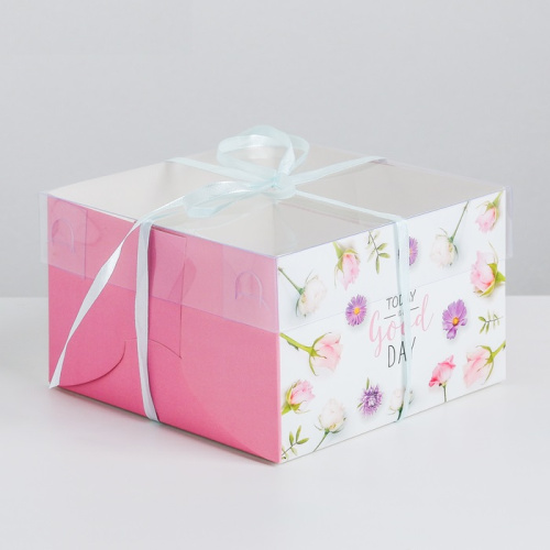 Коробка для 4 капкейков «Today is a good day», 16 х 16 х 10 см фото 2