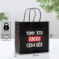 Пакет подарочный Тому, кто плохо себя вел, 22*22*11см