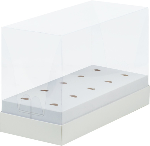 Коробка под кейк-попсы ПРЕМИУМ с пластиковой крышкой 240*110*160 мм, белая