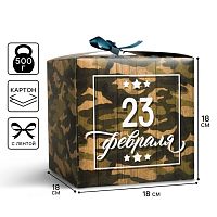 Коробка подарочная «С 23 Февраля», 18×18×18 см