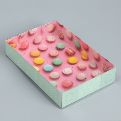 Коробка для макарун с PVC крышкой, «Макаруны», 18 х 12 х 3.5 см фото 2