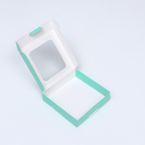 Коробка с окном, мятная, 13×13×3 см фото 2