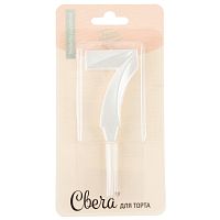 Свеча Цифра, 7 Грани, на шпажке, Жемчужный, Перламутр, 3,5*6,5 + 3,5 см