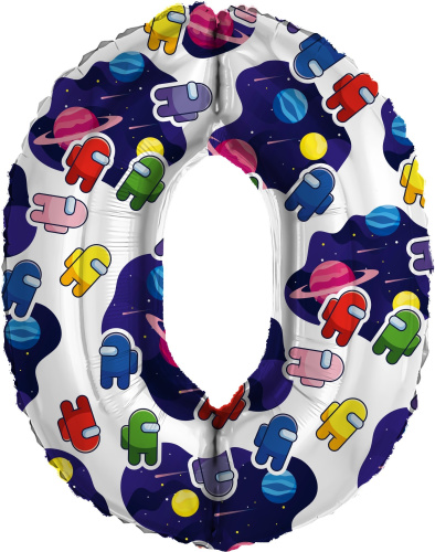 Воздушный шар фольгированный Цифра 0 Космонавтики