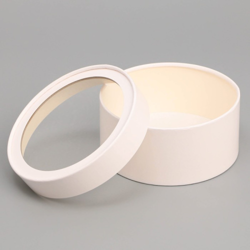 Коробка для макарун,  тубус с окном Белый, 16х16х7 см фото 2