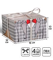 Коробка для 4 капкейков «Настоящему мужчине», 16×16×10см
