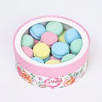 Коробка для макарун тубус с окном 8 Марта с розами, 21×21×7 см