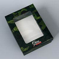 Коробка подарочная «С днем защитника Отечества», 16.5×12.5×5.2см, с окном