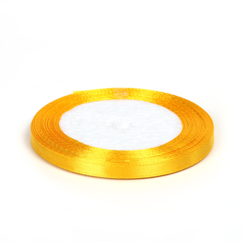Лента атласная Желтый 6мм, 22 метра фото 2