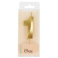 Свеча для торта Грани, цифра 1, золото, 6,5см