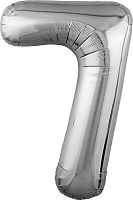 Воздушный шар фольгированный Цифра 7 Slim, Серебро, 1шт