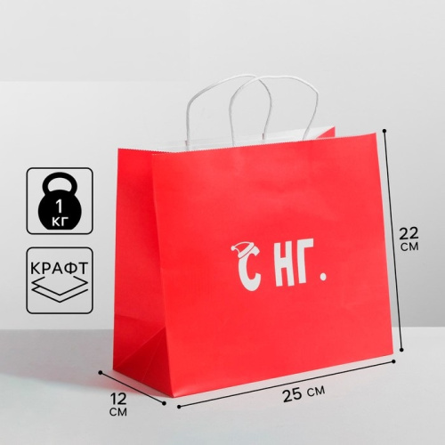 Пакет подарочный С НГ, 25*22*12см Пакет подарочный С НГ, 25*22*12см