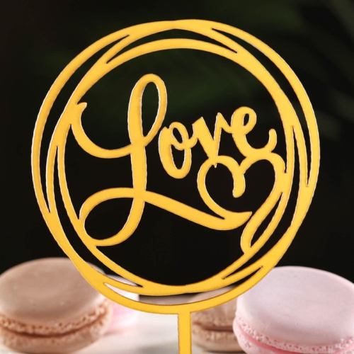 Топпер LOVE круг с сердцем, золото фото 3