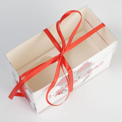 Коробка для 2 капкейков С Новым годом, 16х8х10см фото 2