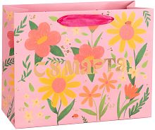 Пакет подарочный, 8 Марта, Яркие цветы, Металлик, 26*32*12 см