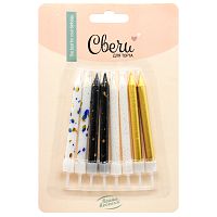 Свечи для торта Модный Микс, металлик с блестками, 7см, 8шт