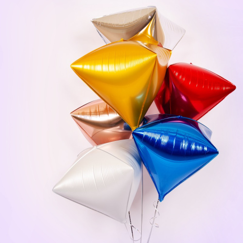 Воздушный шар фольгированный 3D, Алмаз, красный фото 2