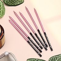 Свечи для торта Праздник, розовые с черным, 14,5см, 6шт