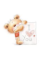 Бирка для оформления, I love you (плюшевый мишка) 5*7см, 10шт