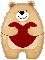 Воздушный шар фольгированный Мишка дарит сердечко