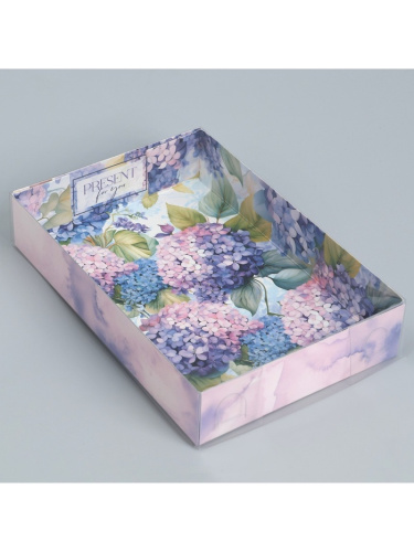 Коробка для печенья Гортензии, 18х12х3.5см