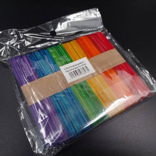 Палочки для мороженого 94мм, Цветные деревянные 50шт