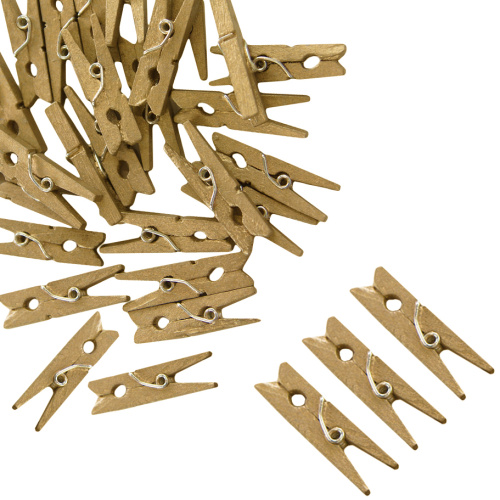 Декоративные мини прищепки, 3 см, золото, 24 шт