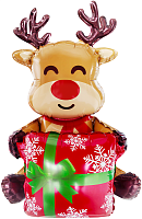 Шар фольгированный 3D Фигура, Олень с подарком (воздух)