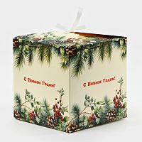 Коробка новогодняя Еловая веточка, 14×14×14 см