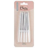 Свечи для торта Серебро, Металлик, 0,6*8см, 10 шт