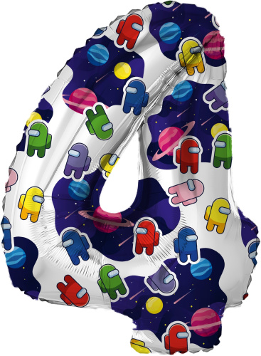 Воздушный шар фольгированный Цифра 4 Космонавтики Воздушный шар фольгированный Цифра 4 Космонавтики